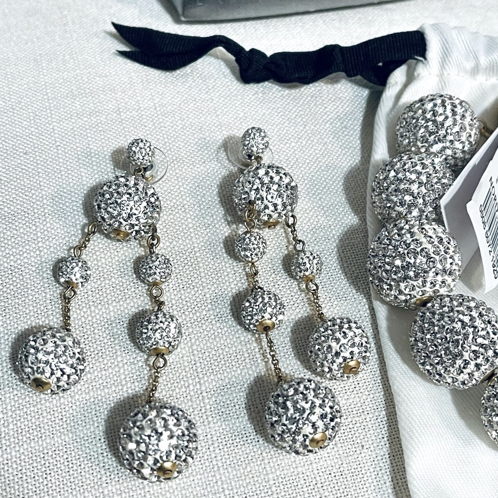 Kate Spade Pave Sphere Earrings Set - New
